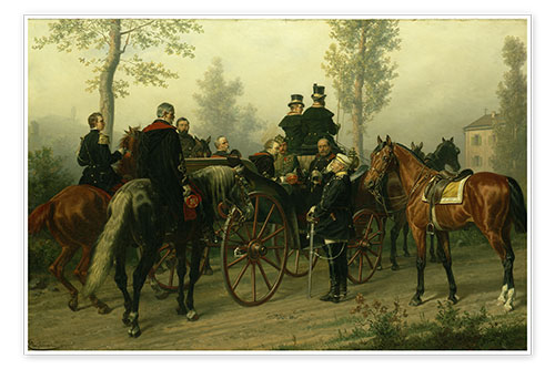 Póster Napoleón III y Bismarck después de la batalla de Sedan