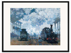 Gerahmter Kunstdruck Bahnhof Saint Lazare in Paris, Ankunft eines Zuges