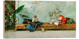 Tableau en bois Les enfants du peintre dans le salon japonais - Mariano Fortuny y Marsal