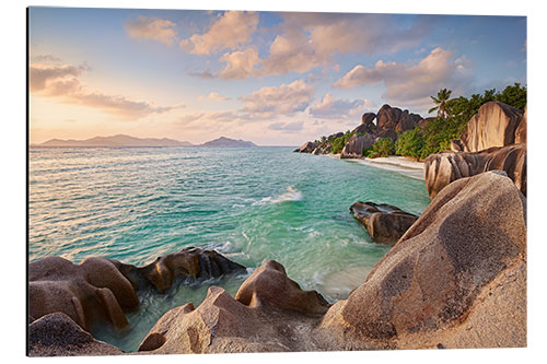 Tableau en aluminium Bienvenue à La Digue