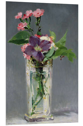 Foam board print Pinks and Clematis in a Crystal Vase