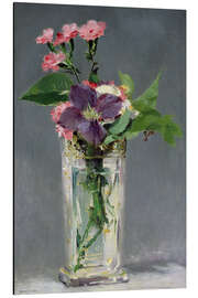 Magnettafel Nelken und Clematis in Kristallvase