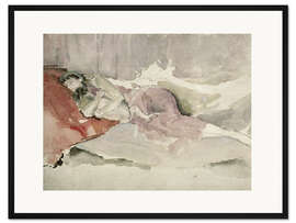 Gerahmter Kunstdruck Mutter und Kind auf einem Sofa