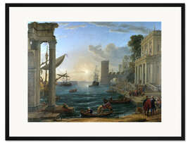 Gerahmter Kunstdruck Seehafen mit der Einschiffung der Königin von Saba