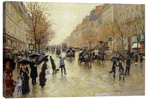 Tableau sur toile Le boulevard Poissonière sous la pluie