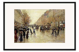 Gerahmter Kunstdruck Boulevard Poissonniere im Regen