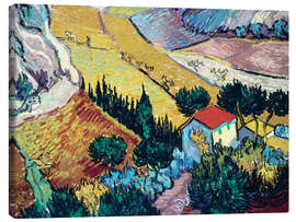 Canvastavla Landscape with House and Ploughman