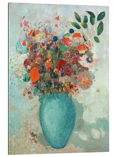 Quadro em plexi-alumínio Flowers in a Turquoise Vase