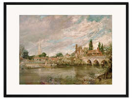 Gerahmter Kunstdruck Brücke von Harnham und Salisbury Cathedral