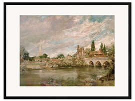 Gerahmter Kunstdruck Brücke von Harnham und Salisbury Cathedral