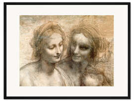 Gerahmter Kunstdruck Köpfe von der Heiligen und Jungfrau und der Heiligen Anna (Detail)