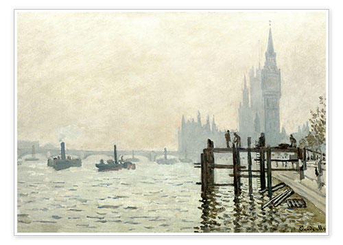 Poster De Thames onder Westminster