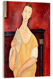 Wood print Woman with a Fan