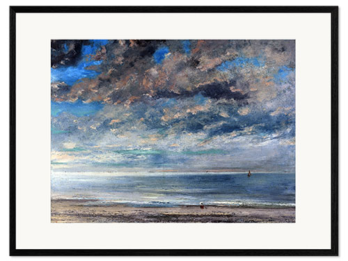 Ingelijste kunstdruk Beach at sunset