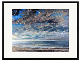 Ingelijste kunstdruk Beach at sunset