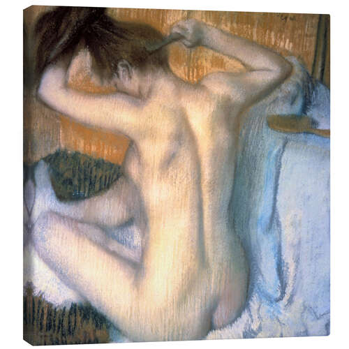 Stampa su tela Woman combing her Hair