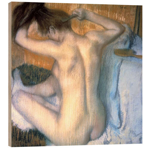 Cuadro de madera Woman combing her Hair