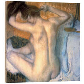 Cuadro de madera Woman combing her Hair