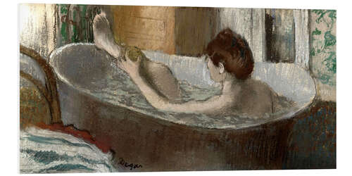 Foam board print Woman washing her leg