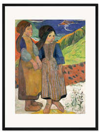 Gerahmter Kunstdruck Bretonische Mädchen an der Küste