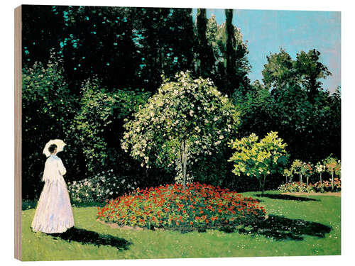 Wood print Woman in the Garden