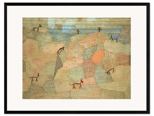 Ingelijste kunstdruk Landscape with Donkeys