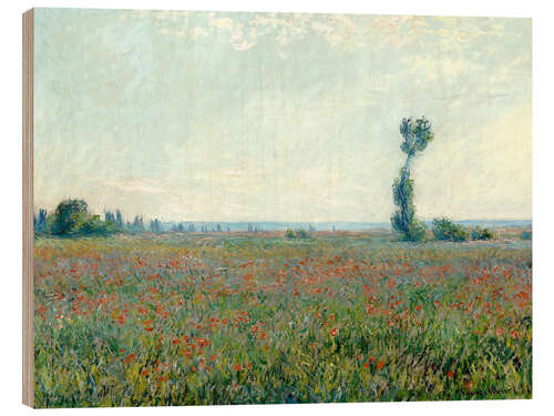 Trätavla Field with poppies