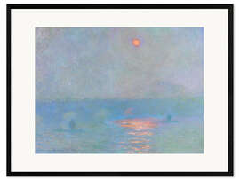Gerahmter Kunstdruck Waterloo-Brücke, Sonne im Nebel