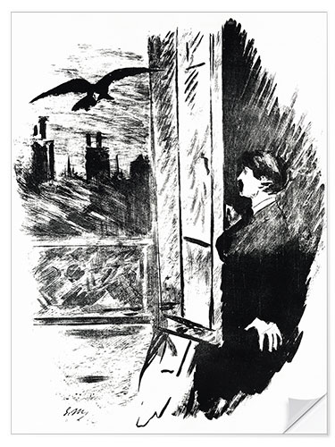 Selvklæbende plakat E.A.Poe, The Raven