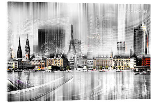 Acrylglasbild Hamburg-Skyline, abstrakt