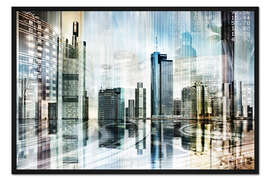 Gerahmter Kunstdruck Frankfurter Skyline (Collage), abstrakt