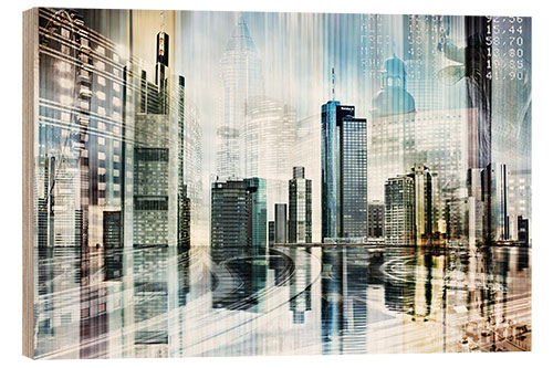 Holzbild Frankfurter Skyline (Collage), abstrakt