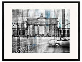 Impression artistique encadrée Berlin, collage avec la porte de Brandenburg