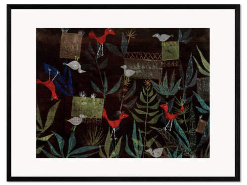 Impression artistique encadrée Jardin aux oiseaux