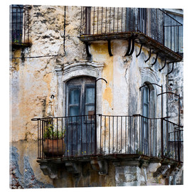 Akrylbilde  Medieval facade in the Sicilian mountain village Forza d&#039;Agro - CAPTAIN SILVA