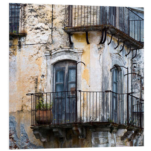 Foam board print Medieval facade in the Sicilian mountain village Forza d'Agro