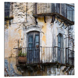 Tableau en plexi-alu Façade et balcons à Forza d&#039;Agro en Sicile