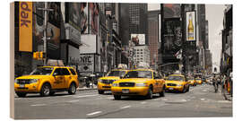 Wood print New York City -Yellow Cabs