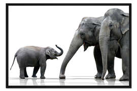 Gerahmter Kunstdruck Elefanten Familie