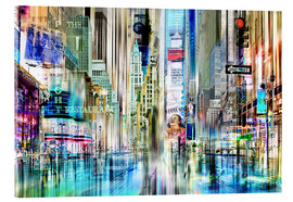 Tableau en verre acrylique  Times Square abstrait - Städtecollagen