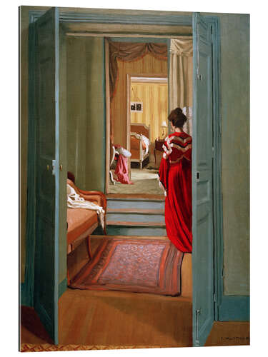 Gallery print Interior with woman in red