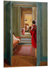 Magnettafel Interieur mit Frau in Rot