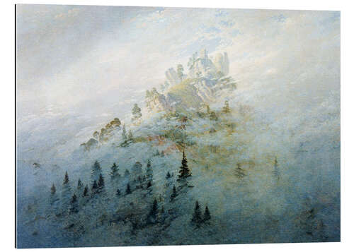 Quadro em plexi-alumínio Morning mist in mountains