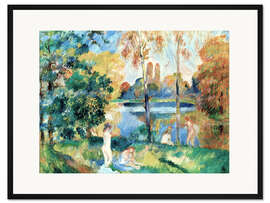 Gerahmter Kunstdruck Landschaft mit Badenden