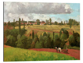 Magnettafel Landschaft mit pflügendem Bauer