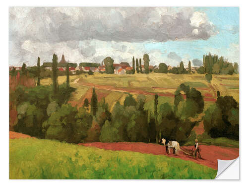 Vinilo para la pared Landscape with Peasant Ploughing