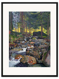 Gerahmter Kunstdruck Wald mit Bergbach