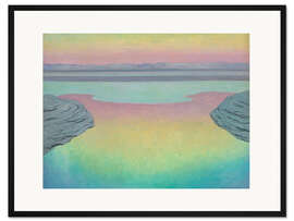 Gerahmter Kunstdruck Meer bei Flut im Abendlicht