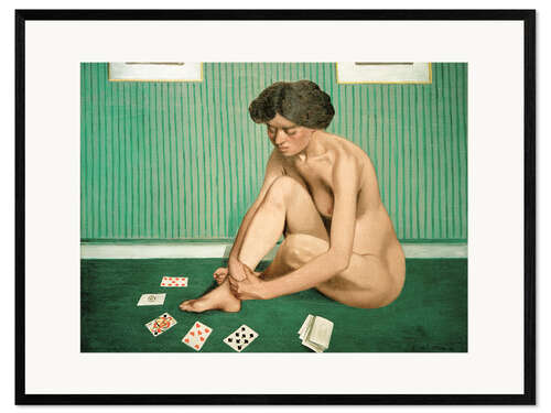 Framed art print Woman playing Patience