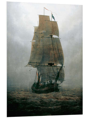 Foam board print Sailing ship in the fog